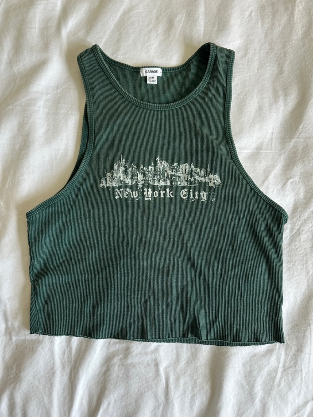 Garage Forest Green Ribbed New York City Crop Tank